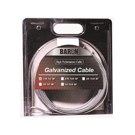 Baron Baron Galvanized Galvanized Steel 1/16 in. D X 50 ft. L Aircraft Cable 66005
